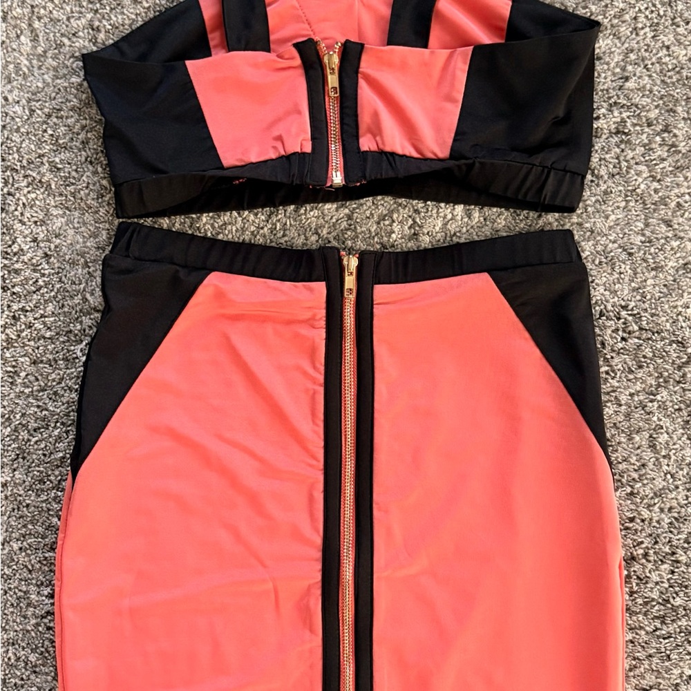 Stylish Coral and Black Women's Skirt